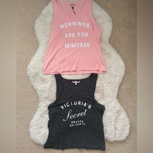 Victoria's Secret Gray and Pink Sleep Tops